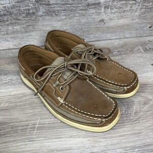Thom McAn Men Kellan Boat Shoe‎ Brown Leather Size 8.5 Brown
